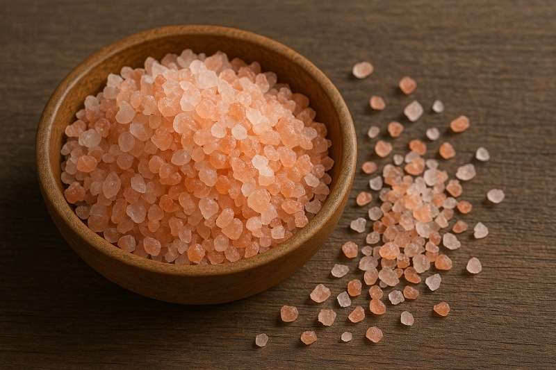 Rosa himalayasalt i träskål