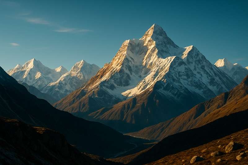 Snöklädda bergstoppar i Himalaya – ursprunget för himalayasalt