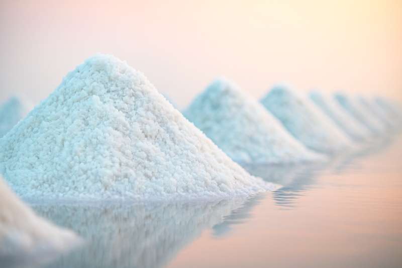 Högar av salt med mindre natrium